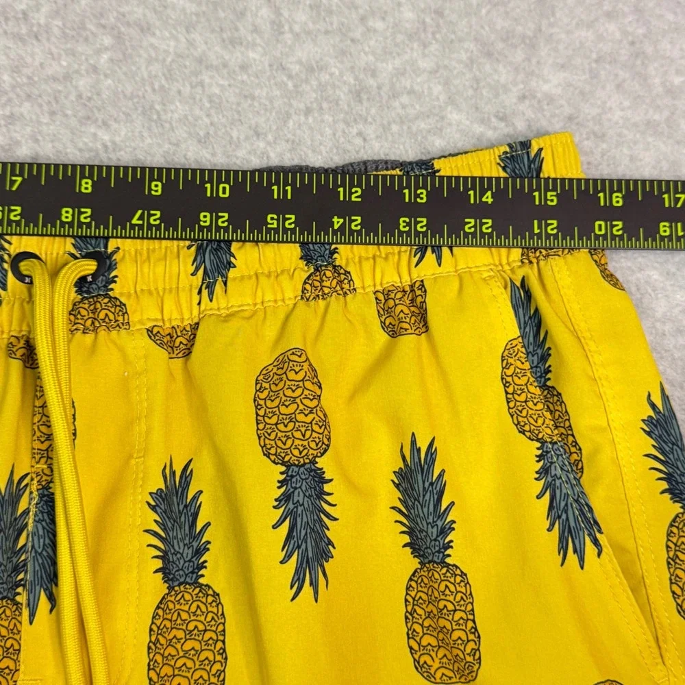Hurley Mens Yellow Pineapple Print Board Shorts Swim Trunks Sz Medium 7in Inseam